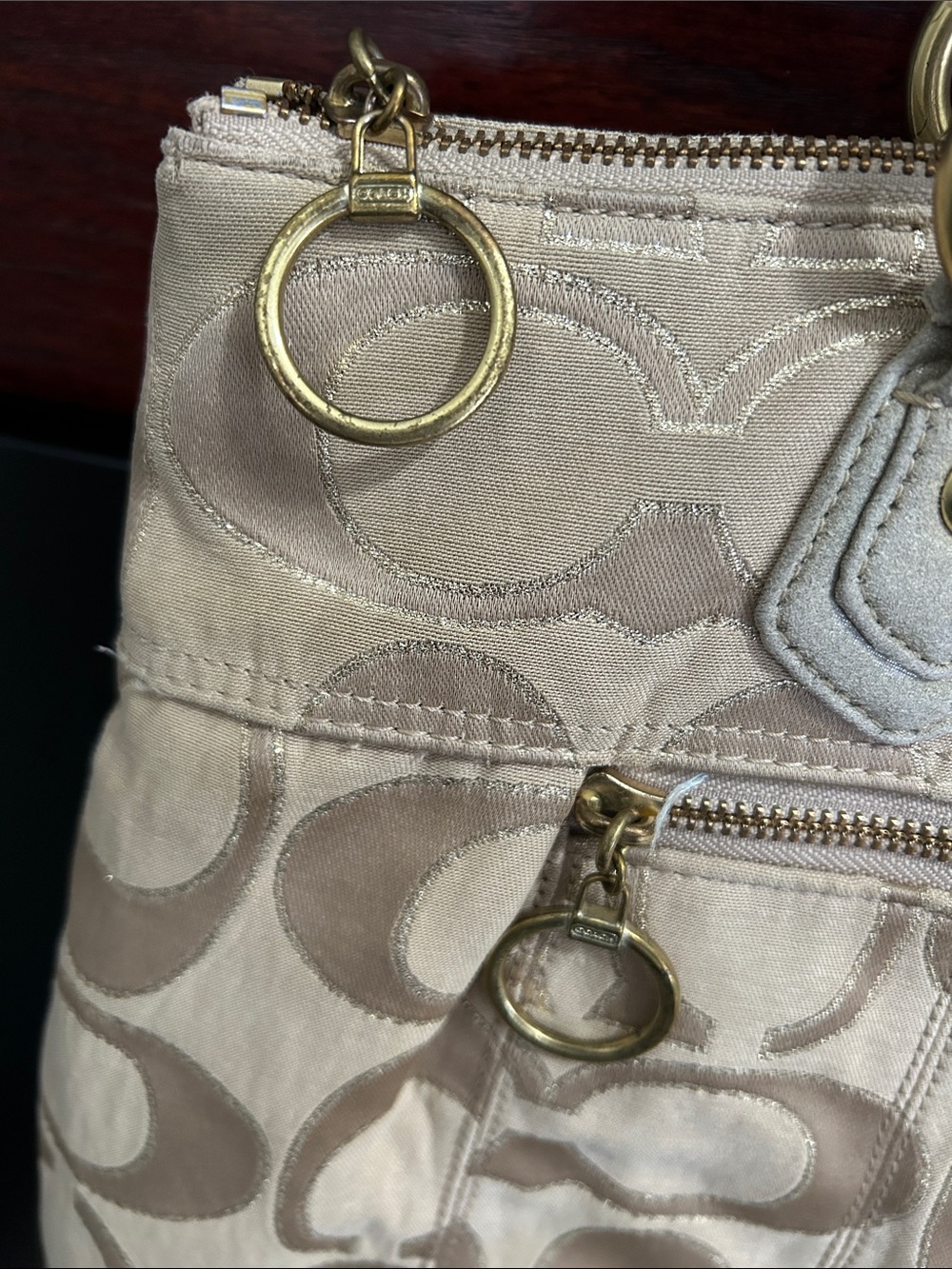 Coach poppy bag Tan Signature Canvas Shoulder Tote with Gold Hardware - Picture 2 of 15